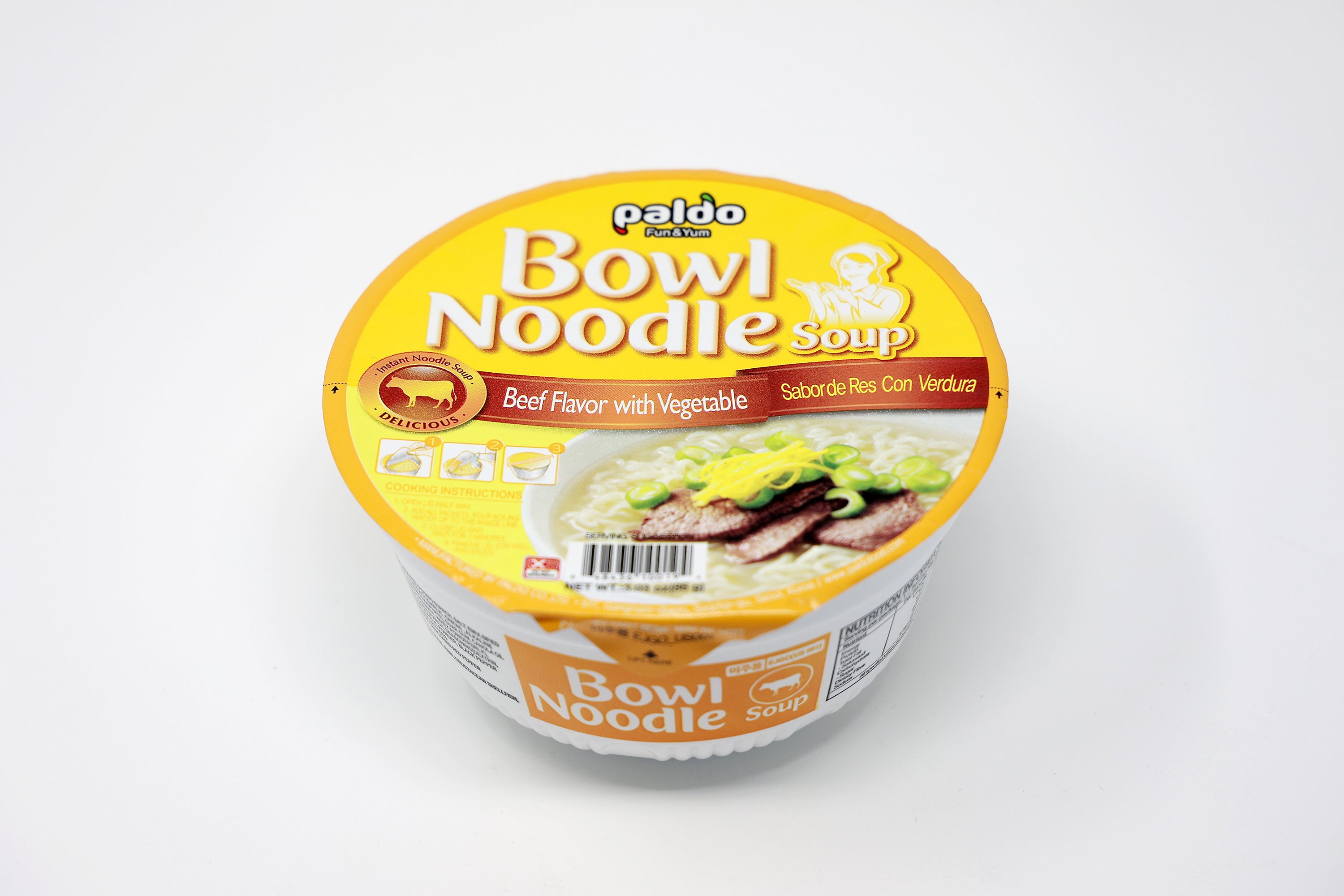 Paldo Fun & Yum Bowl Beef and Vegetable Instant Noodles